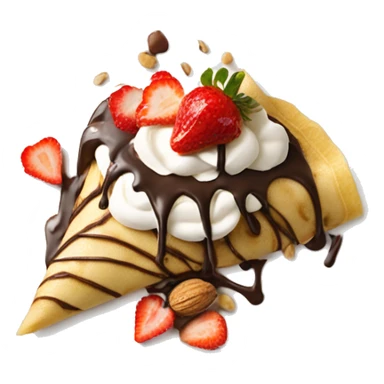 Crêpe with strawberries chocolate banana and nuts with chocolate drizzle on the top and whipped cream  sticker
