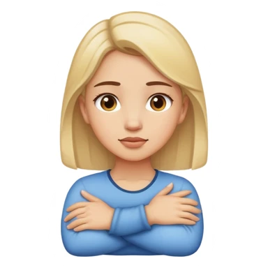 Girl holding her neck w her arms crossed over  sticker