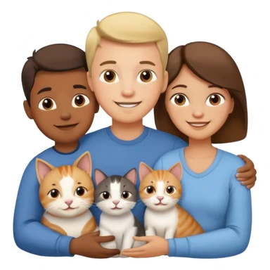 Un bebé Un niño de 10 años y papá y mamá tambien un gato y un perro todos son parte de la familia sticker