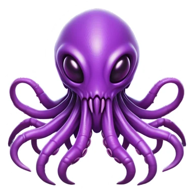 Clash of Clans aesthetic: Cinematic fierce Zerg Alien Emoji, rendered in a 3D vector-style similar to standard emojis with minimal shading and bold, simplified shapes. A compact, isometric, otherworldly creature with insectoid, organic details and subtle, eerie tentacles, softly glowing with a sinister alien charm. Simplified yet unmistakably iconic, highly detailed and consistent, glowing with a soft, spectral radiance and high shine. Stylized with a touch of bio-engineered mischief and a soft glowing outline, capturing the essence of a fearsome extraterrestrial menace with a playful twist! sticker