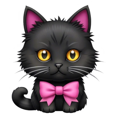 Black cute cat with a punk bow sticker
