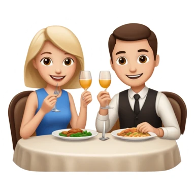  couple sitting and having dinner in a restaurant sticker