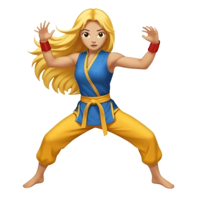 sexy girl with long yellow hair, kung fu sticker