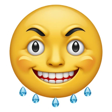 circular yellow grimacing face emoji with diamond plated teeth and a teardrop tattoo underneath the corner of his eye sticker