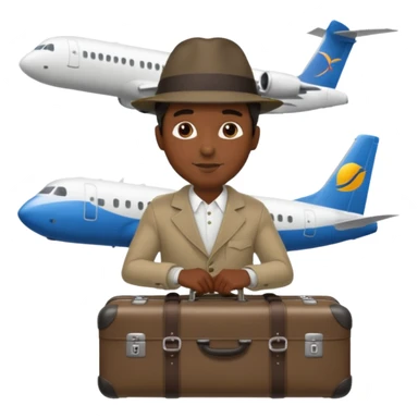 Visage homme créole réunionnais avec chapeau arrive avion sticker