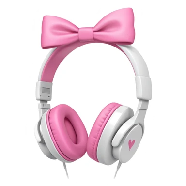 White headphones with pink bow sticker