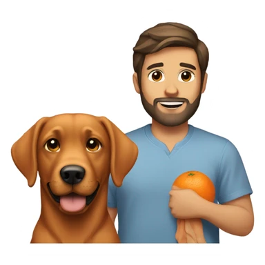   brown haired man and orange labrador retriever sticker