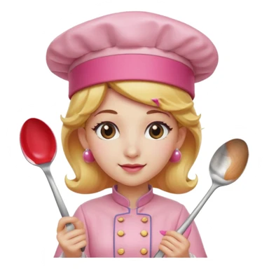 Pink chef hat princess peach with a hand and spoon sticker