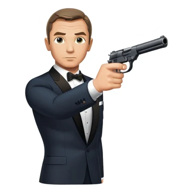 James Bond in iconic gun barrel pose, 007 agent sticker