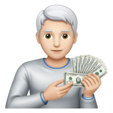 silver guy making money sticker