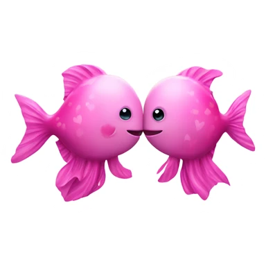 Two pink sea creatures kissing with glitter and hearts sticker