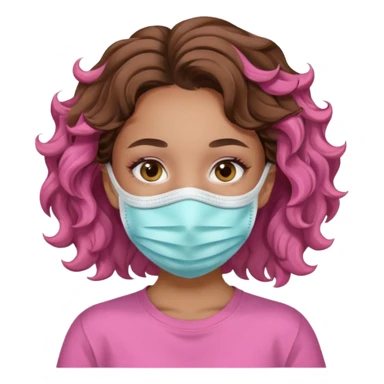 lightskin girl having a spa day with face mask and pink shirt and brown wavy hair  sticker