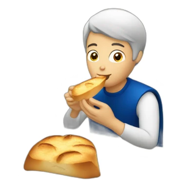 french person eating garlic bread sticker
