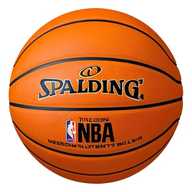 Ultra minimalist orange basketball with tiny NBA and Spalding logos, just simple black lines, no details, iOS emoji style sticker