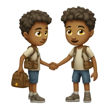 A boy wearing a sling bag across his body and holding strap with his hand sticker