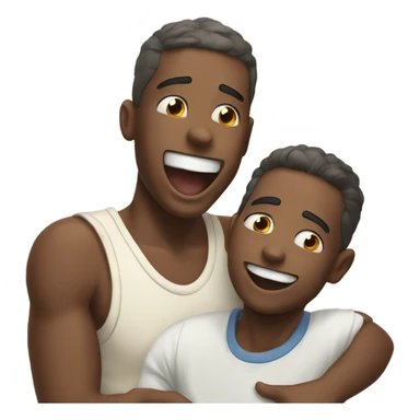 happy brothers sharing a moment with older throwing up sticker