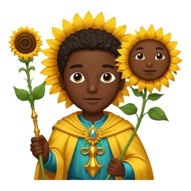 black god with sunflower, scepter sticker
