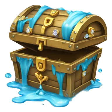 Treasure chest box with diamonds and flowers, dripping wet  sticker