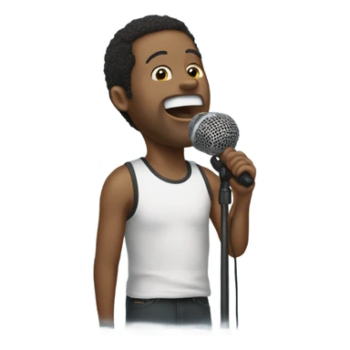 My brother Karl singing into a microphone that looks like a skate sticker