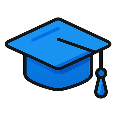 blue graduation cap, realistic, with blue tassel, fabric details, shadow and highlights sticker