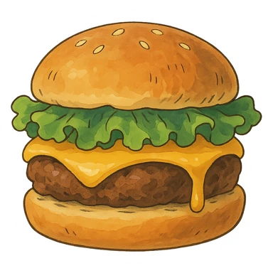 ghibli style cheeseburger sticker