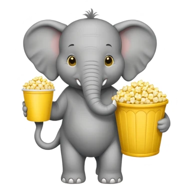 a elephant holding a bucket of popcorn sticker