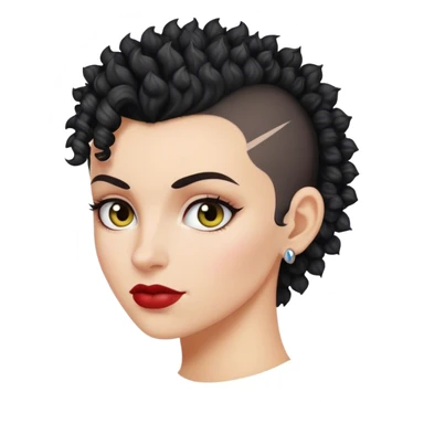 mulher branca de cabelo moicano preto enrolado sticker