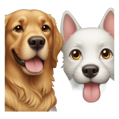 Two dogs with cat sticker
