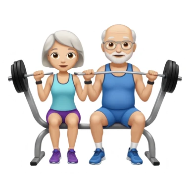 light skin grandma and grandpa work out at the gym and They have neutral colours of clothes sticker