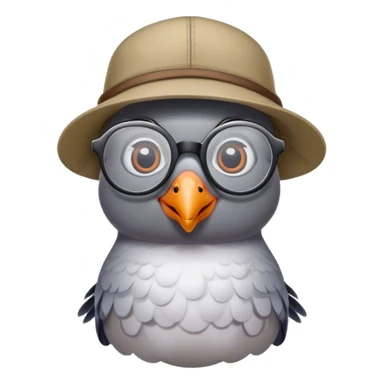 Pigeon with nerd glasses and hat sticker