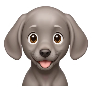 cinematic-comical-weimaraner puppy-portrait-emoji,-head-tilted-dramatically-with-an-exaggeratedly-amused-expression,-featuring-a-vibrant-grey-fur-with-a-lively-sheen,-wide,-expressive-brown-eyes-filled-with-playful-disbelief sticker