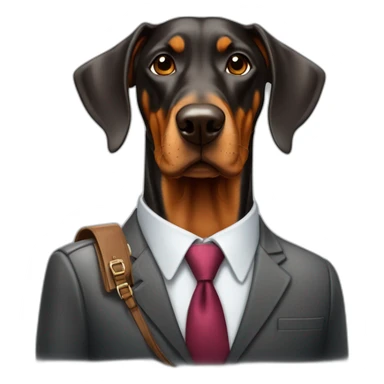 Doberdore dog in tie and with briefcase sticker