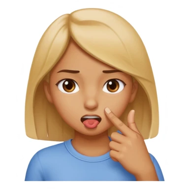 Chica mordiendose el dedo índice doblado pero sin sacar la lengua sticker