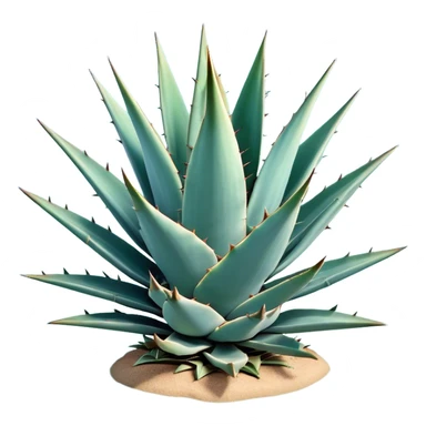 Cinematic Realistic Agave Emoji, Bold and spiky, with long, pointed leaves forming a rosette pattern. The sharp edges and soft blue-green hue exude a sense of rugged beauty and desert resilience. Soft glowing outline, capturing the essence of survival and strength in a striking agave plant! sticker