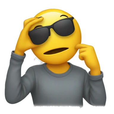 An emoji dabbing (taking one hand up in front of the face with a straight arm covering the eyes sticker