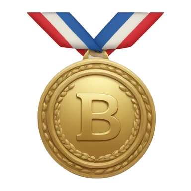 A medal that has the letter B sticker