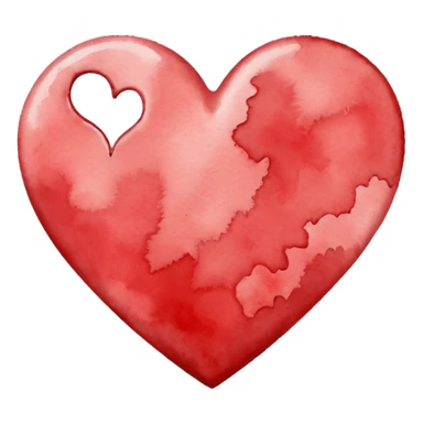 minimalist watercolor heart icon, monochromatic white washes, soft bleeding edges, on textured white paper, serene and emotional, perfect for app icon, transparent background, flat lay --style raw --stylize 150 sticker