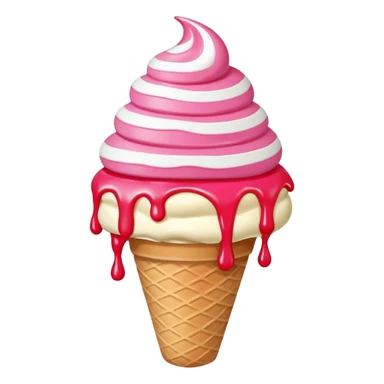 vanilla ice cream cone with strawberry sauces sticker