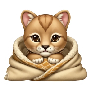 Cozy puma cougar cub in blanket sticker