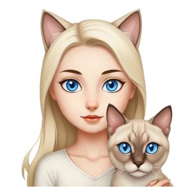 point lynx siamese cat with blue eyes and a girl  sticker
