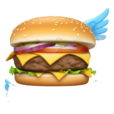 Burger with blue halo above it and angel wings to it’s sides sticker