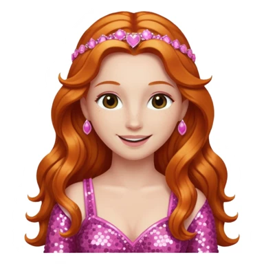 Venus, Goddess of Love from Gods and Goddesses with long ginger hair, pink sequin outfit sticker