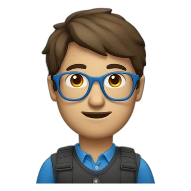 Homme brun aux yeux bleu avec lunette sticker