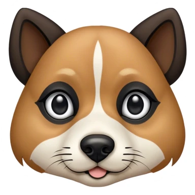 Dog face with black, white and tan with black on top, around eyes and down side of nose then tan eyebrows and white on the rest of the nose and a small triangular strip up between the eyes. Pointy black eyes. Shepard and husky like sticker