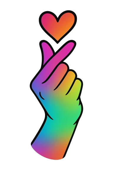 kpop heart hands, vibrant colors, no background sticker