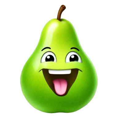 Shiny Green Cute pear with tongue sticker
