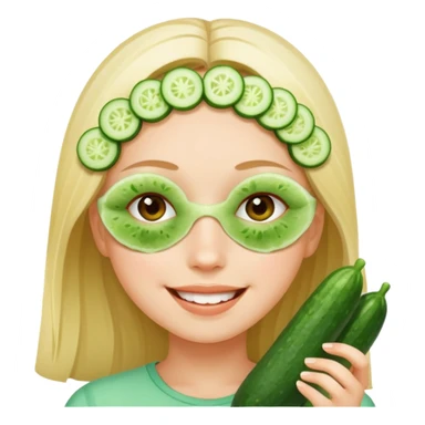 🧖‍♀️ girl with cucumber pieces over eyes relaxing  sticker