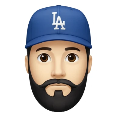 Can you make a guy with fair skin, taper fade, and black beard wearing an LA dodger hat? sticker