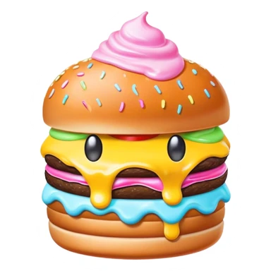 Melted neon kawaii pastel ice cream burger sticker
