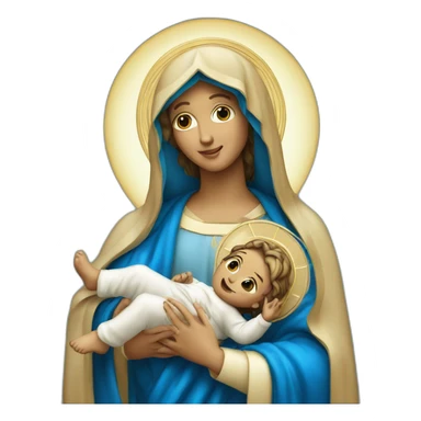 Madona with child jesus blue clothes sticker